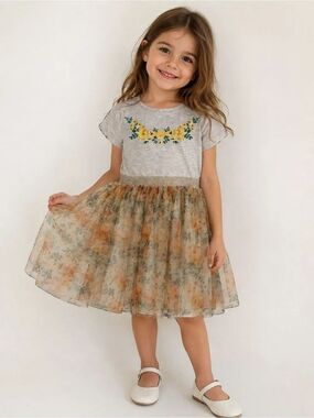 Little Lass Floral Print Girls Dress Size 5T